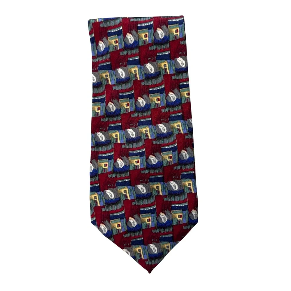 J. Garcia‎ Necktie Mens OS Burgundy Abstract Geometric Silk Jerry Garcia Art Tie
