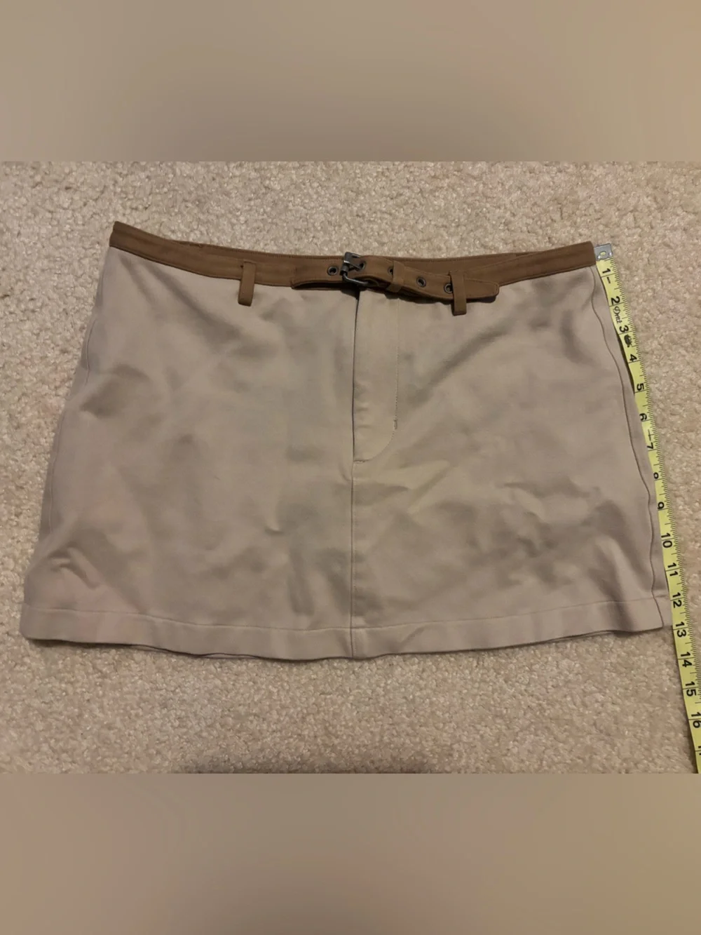 American Eagle Outfitters Beige Mini Skirt with Brown attached Waist belt