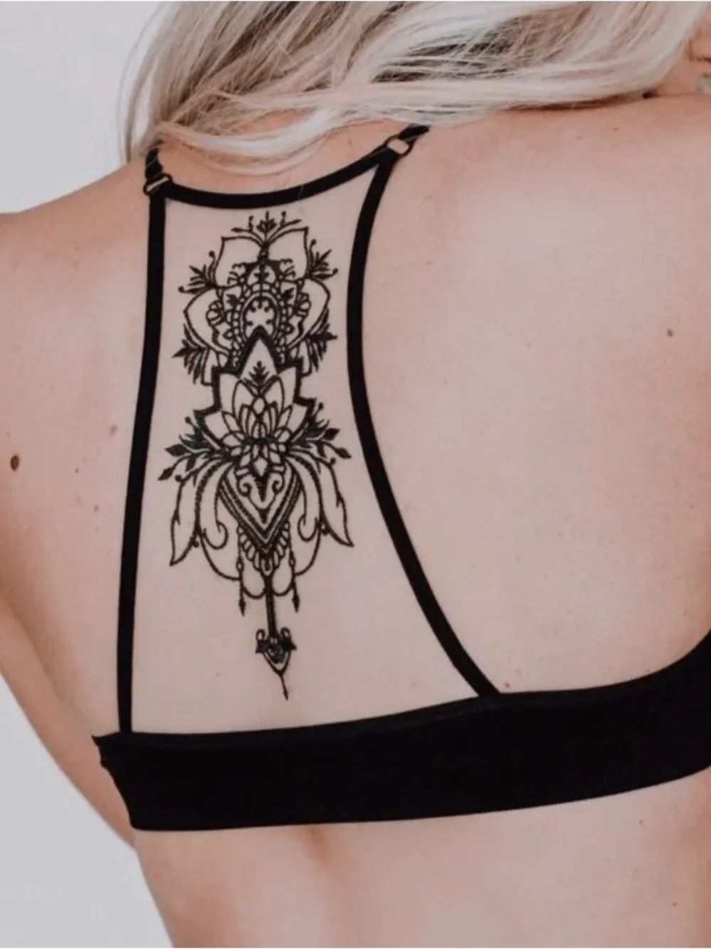 Black Lace-Back Bralette with Decorative Back Panel