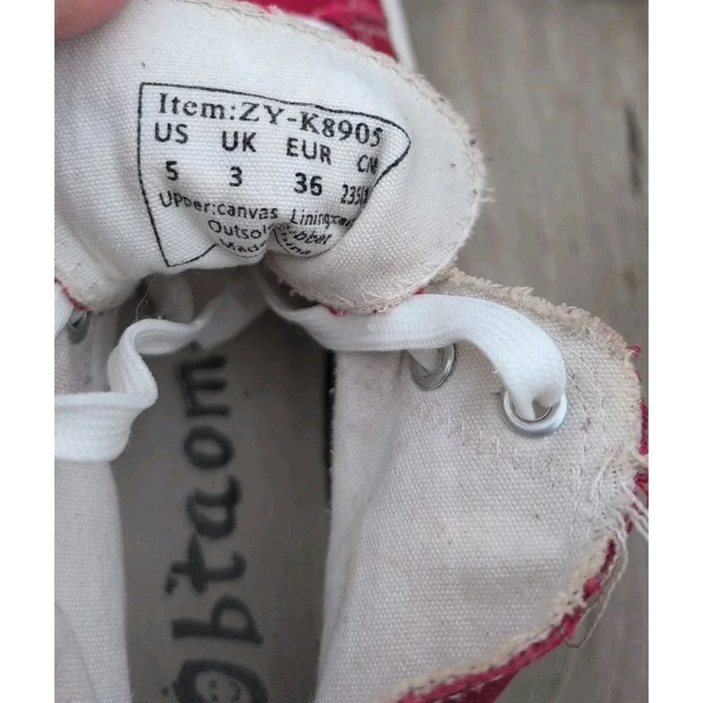 Obtaom Canvas High Top Fashion Sneakers Shoes ~ Women's Size 5 ~ Red ~‎ GUC