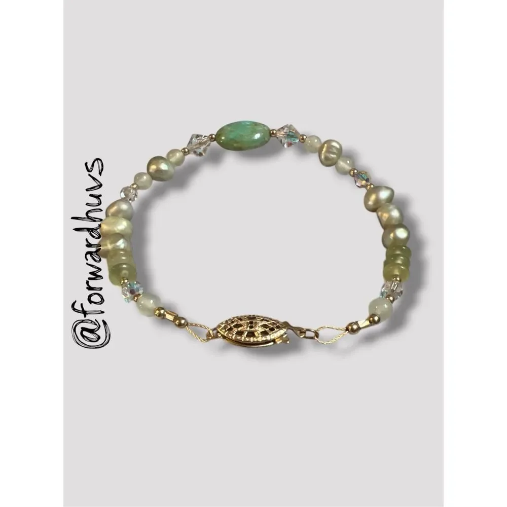 1/20 14K Gold‑Filled Stone & Bead Bracelet