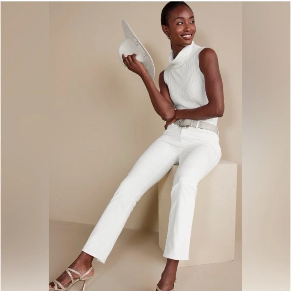 NWT Soft Surroundings Blakely Velveteen Straight Leg Pants Ivory Pearl Size‎ 6