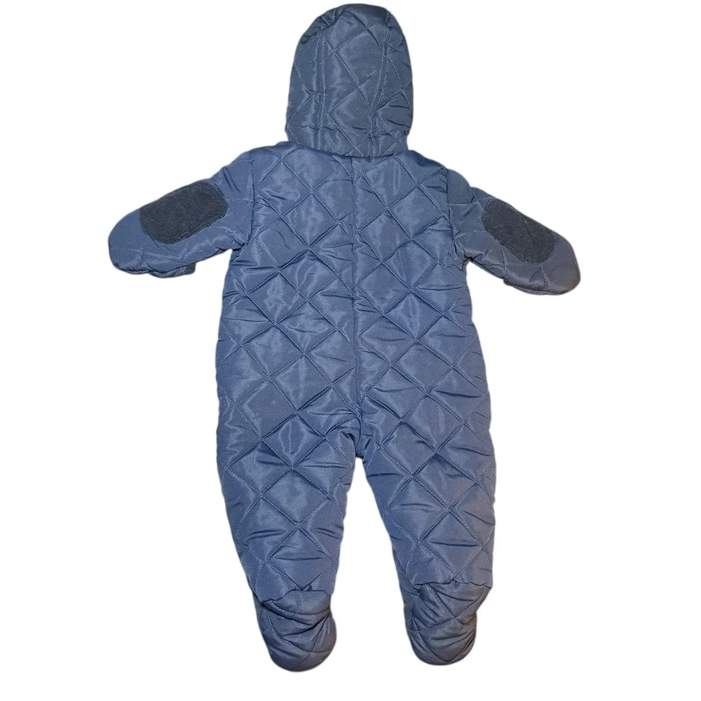 Rothschild Baby‎ Snowsuit Quilted Navy Blue Plaid Lined Hooded 3-6 Months
