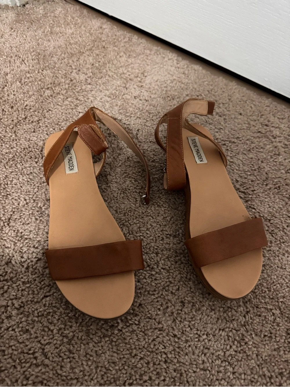 Steve Madden Tan Brown Block Heel Sandals