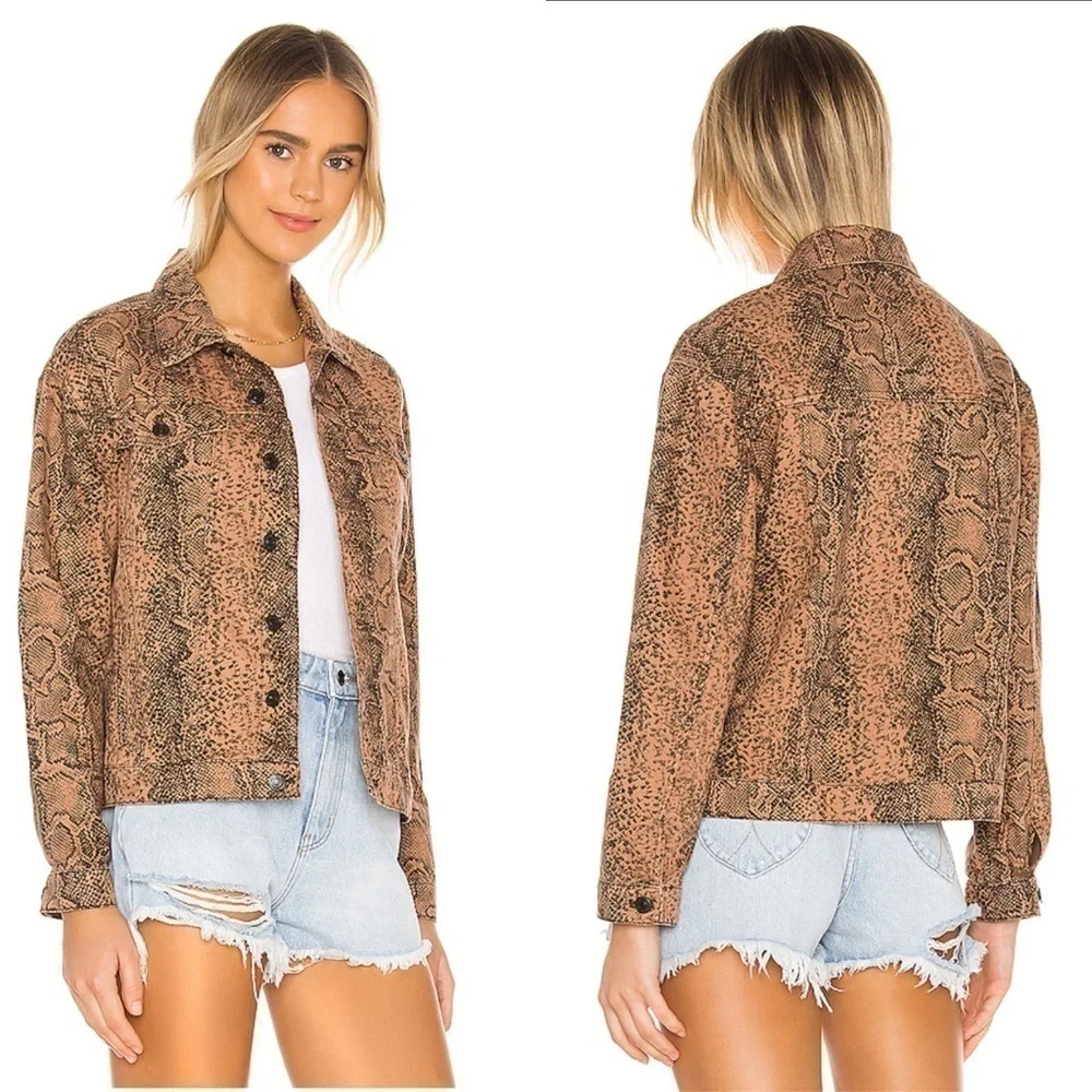 Free People Snake Trucker Jacket XS