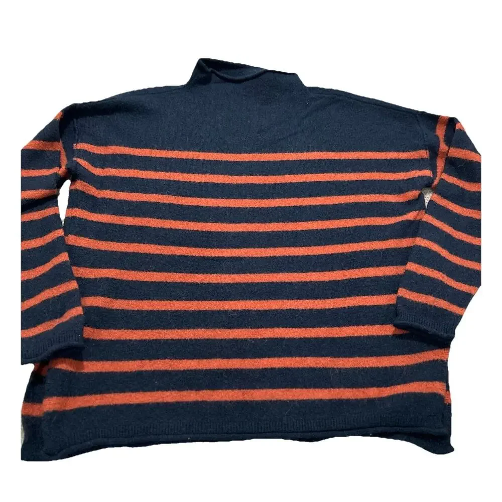 Madewell Women’s M Navy Blue Orange Coziest‎ Yarn Whitworth Sweater Alpaca