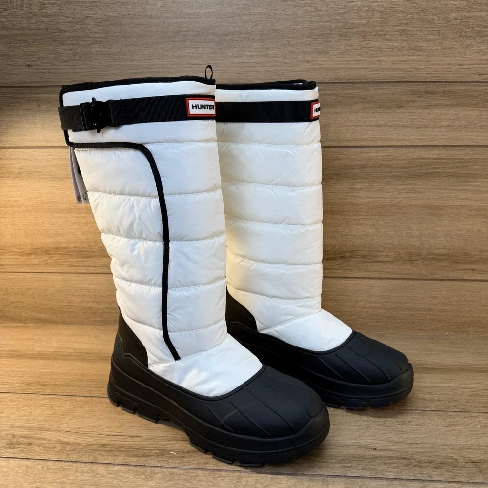 HUNTER Intrepid Tall  Womens Waterproof Snow‎ Boots White Black Size 11 NWT