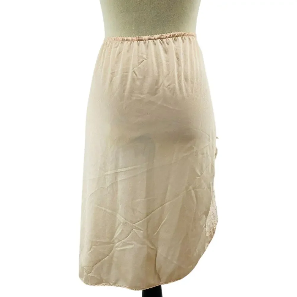 Vintage Bali Half Slip Peach Nylon Lace Slit Size Small