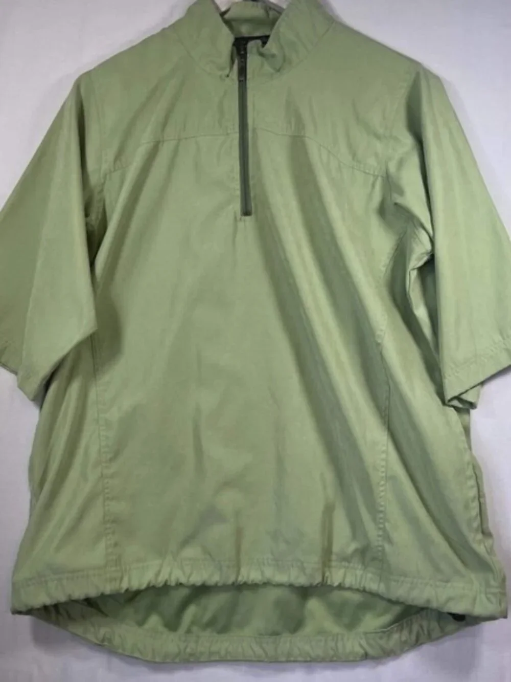 Second Skin Femme Sage Green Quarter Zip Short Sleeve Golf Windbreaker‎ Large