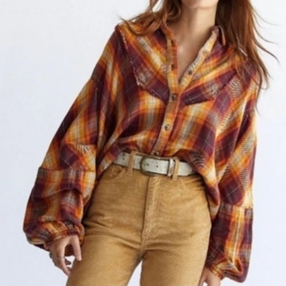 Free People We The‎ Free Kyoto Oversized Double Cloth Swing Flannel XS