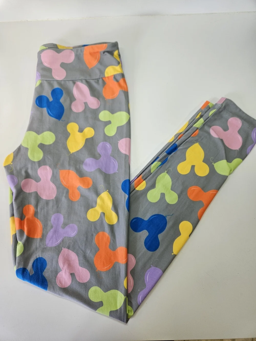 Disney Parks Mickey Mouse Colorful Gray Balloon Leggings Women's Small