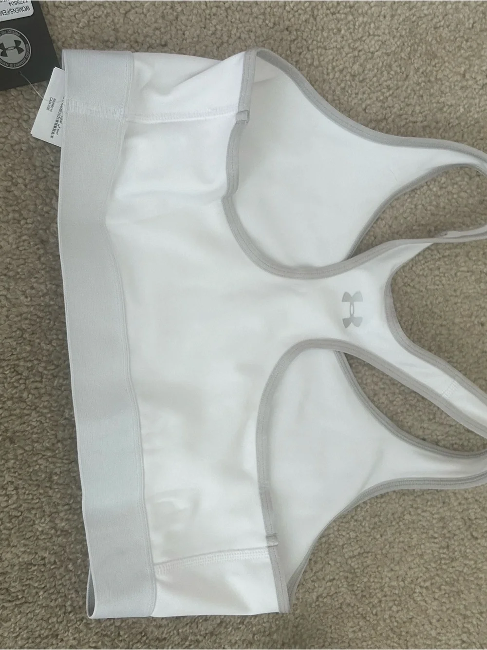 Under Armour White Racerback Swim Bikini Top with Gray Trim