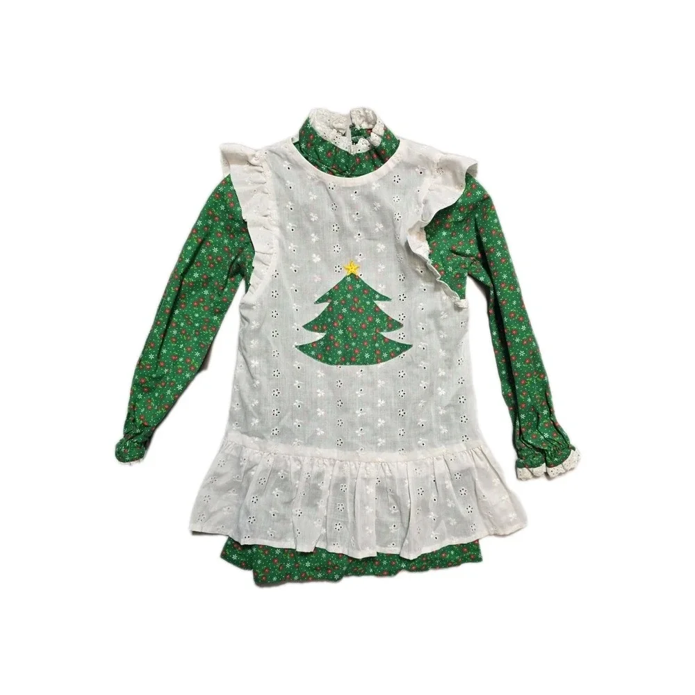 Vintage Girls Dress  Christmas Holiday  Handmade 5‎ Eyelet