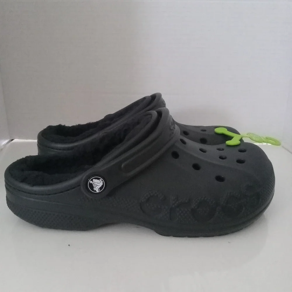Crocs‎ Baya Lined Clogs Adult BLACK Men's Size 7 Women's Size 9 Comfort NEW