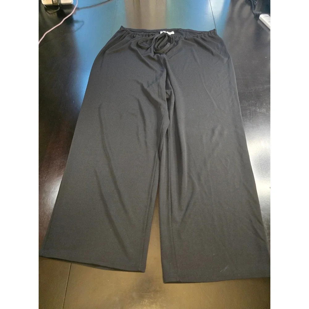 J. Jill Petite‎ Lg Pt Black Wide Leg Lounge Pants Rayon Blend Knit Elastic Waist