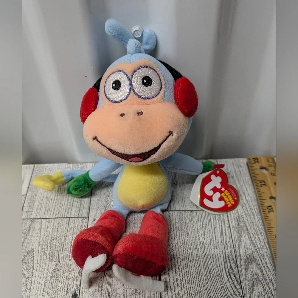 Ty Boots Colorful Plush Monkey with Red and Blue