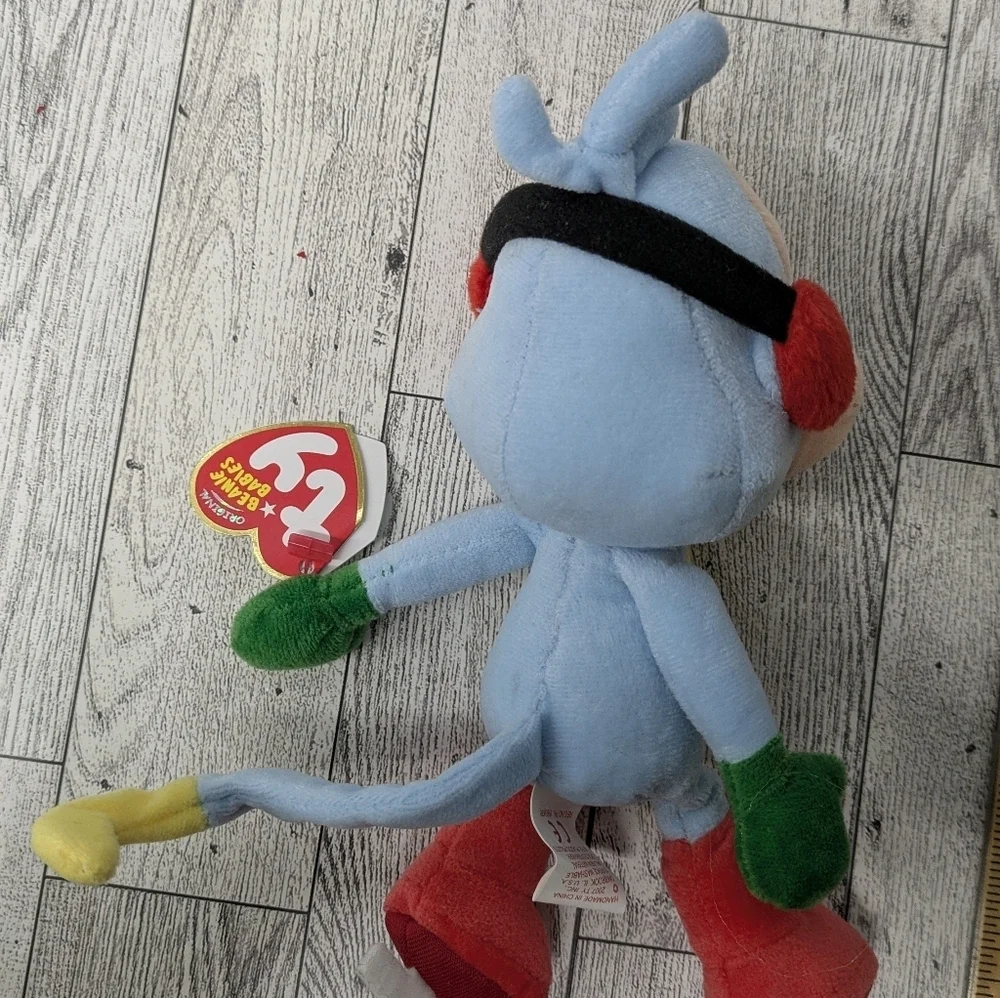 Ty Boots Colorful Plush Monkey with Red and Blue