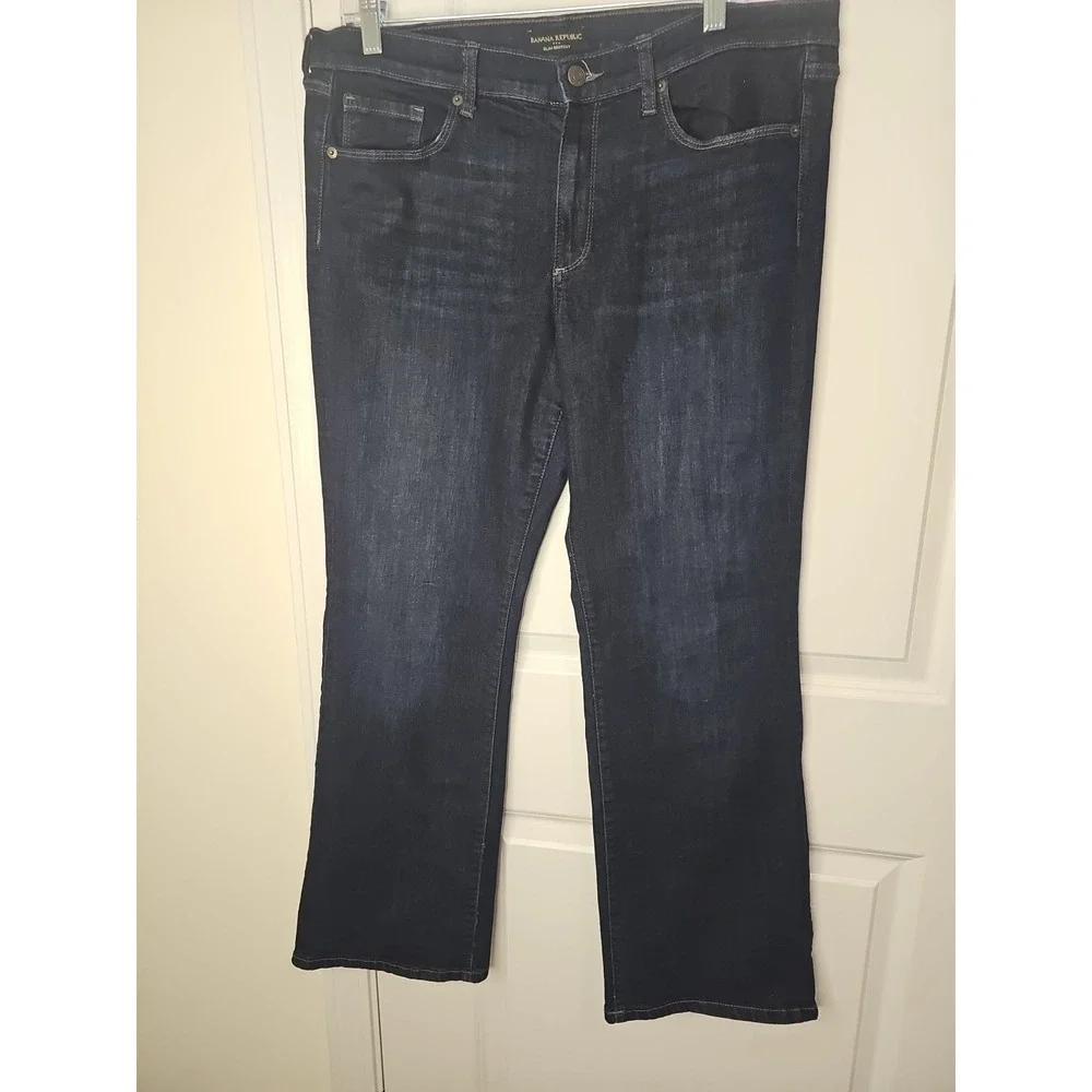 Banana Republic Urban Boot Cut Jeans Women Blue Low Rise Dark Wash Denim Size 14