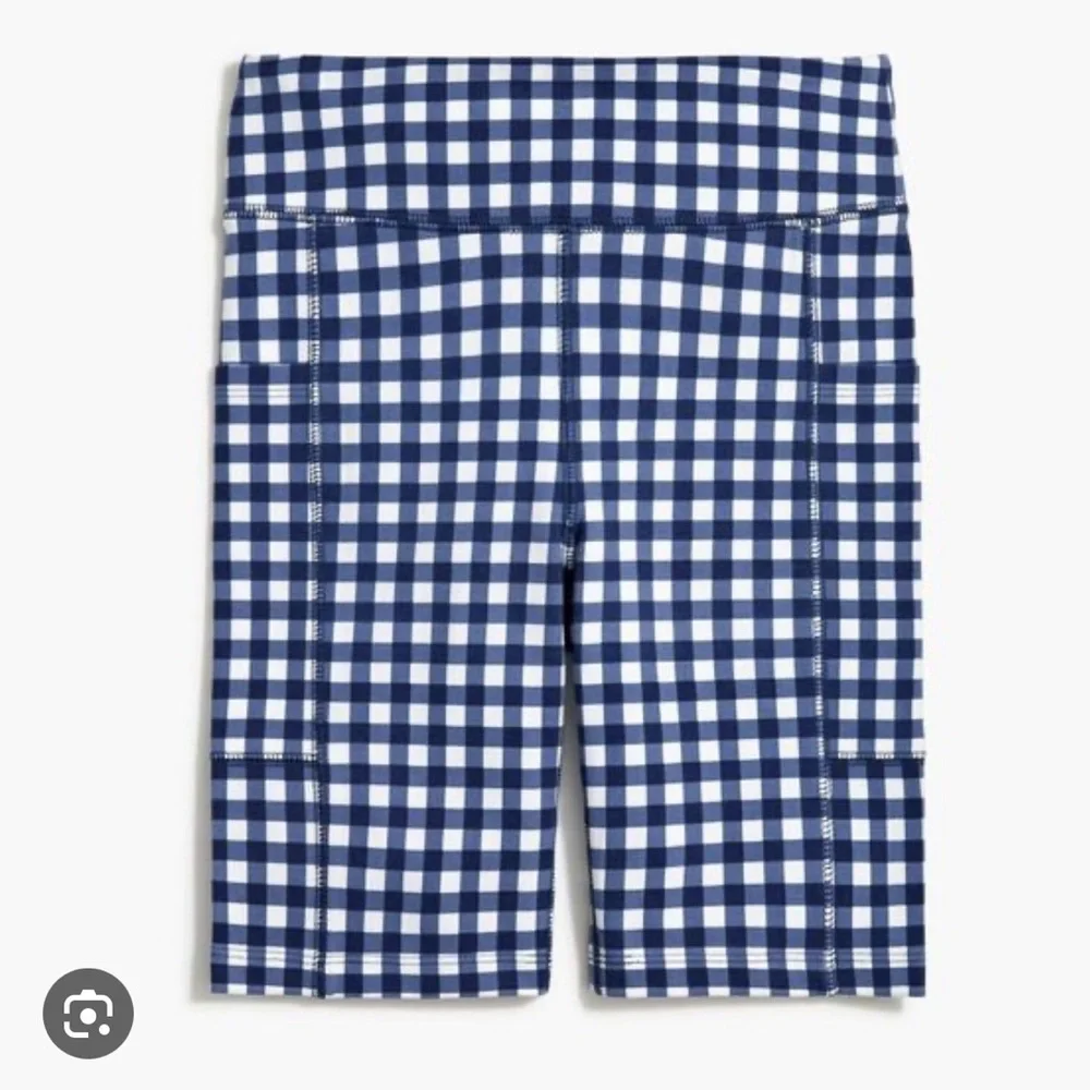 J. Crew Factory Navy and White Gingham Athletic Shorts