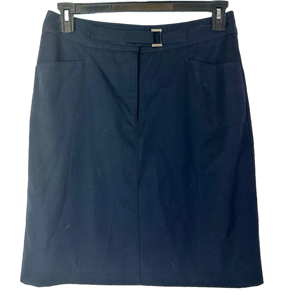 Calvin Klein‎ Women's Navy Blue Wool Blend Sheath Career Skirt Size 12