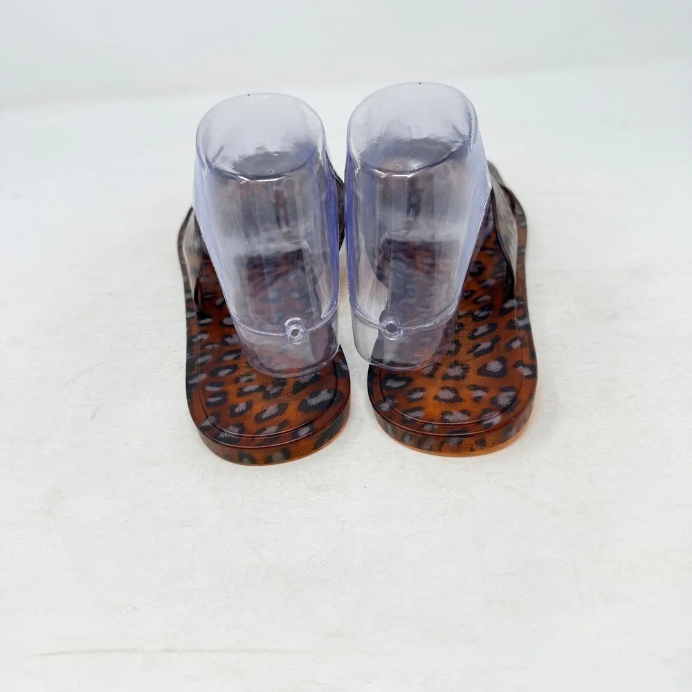 Matisse Anthropologie Jelly Slide‎ Sandals Leopard Print Brown Size 8 Crisscross