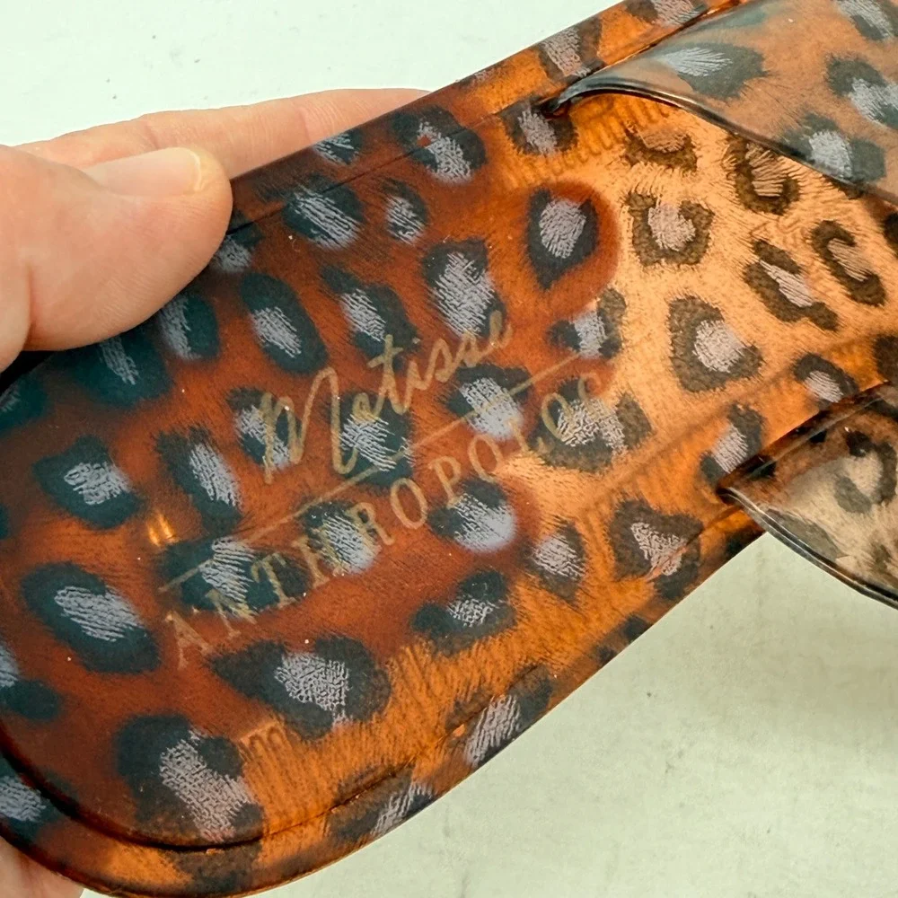 Matisse Anthropologie Jelly Slide‎ Sandals Leopard Print Brown Size 8 Crisscross