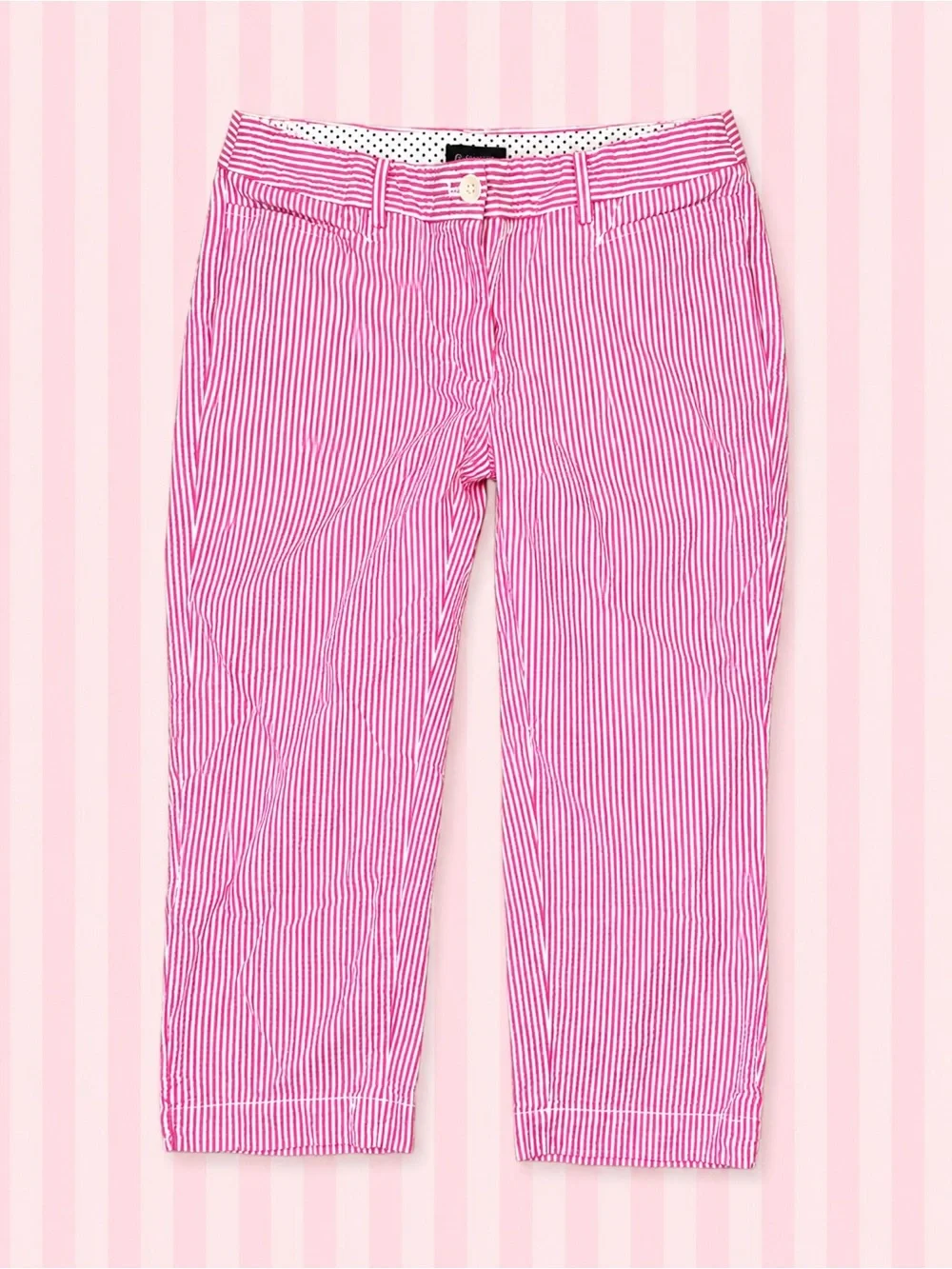 Talbots Perfect Skimmer 100% Cotton Pink & White Striped Capri Pants 🎀