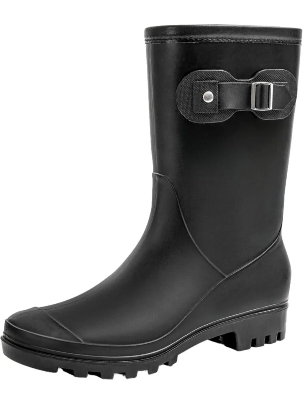 Women's Black Mid Calf Rain Boots Waterproof Anti-slipping Rainboots Rain Shoes