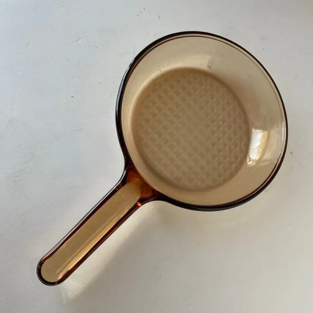 Corning Ware VISION FRANCE Amber 7 Inch Skillet Waffle Bottom Frying Pan