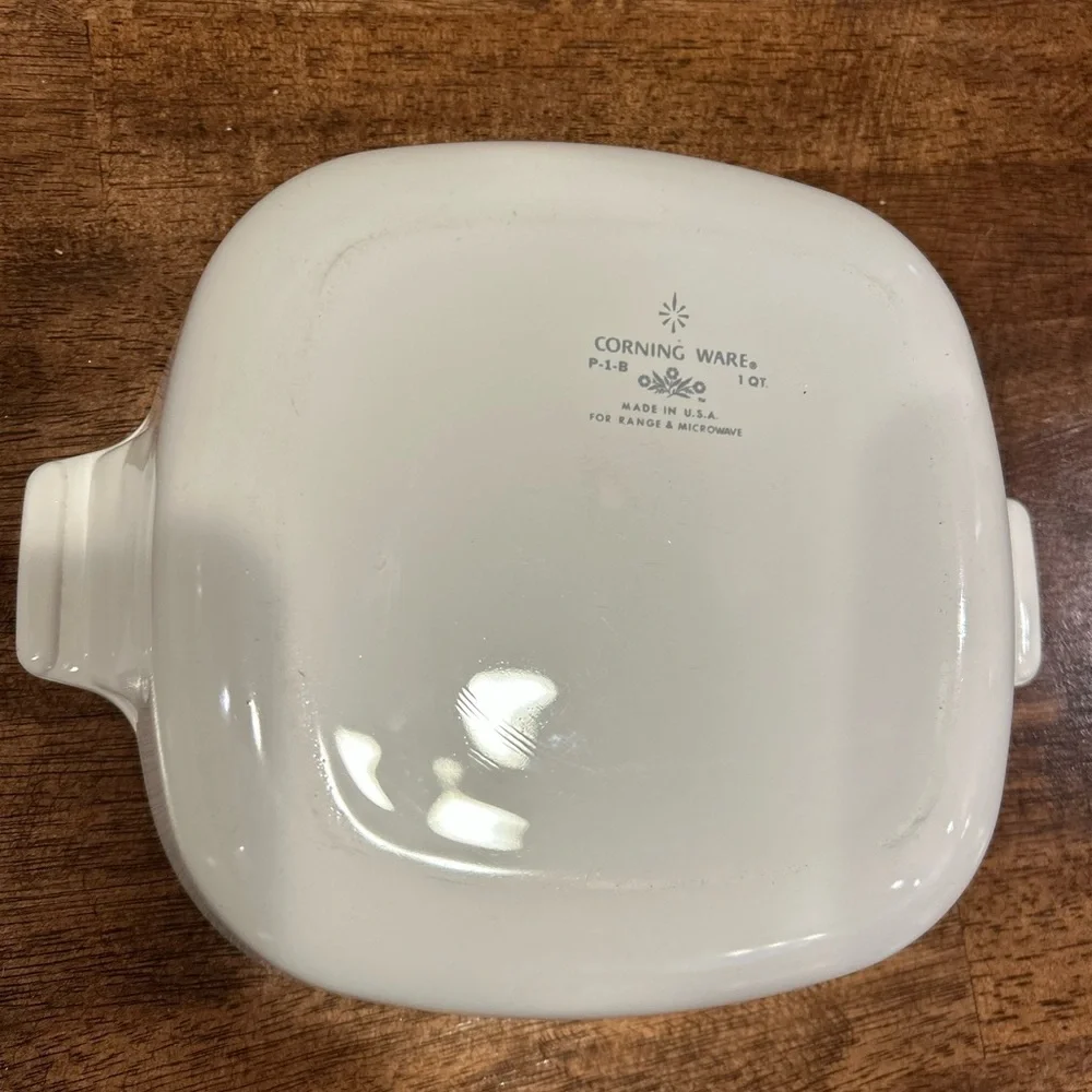 Corningware White Casserole Set with Blue Floral Design
