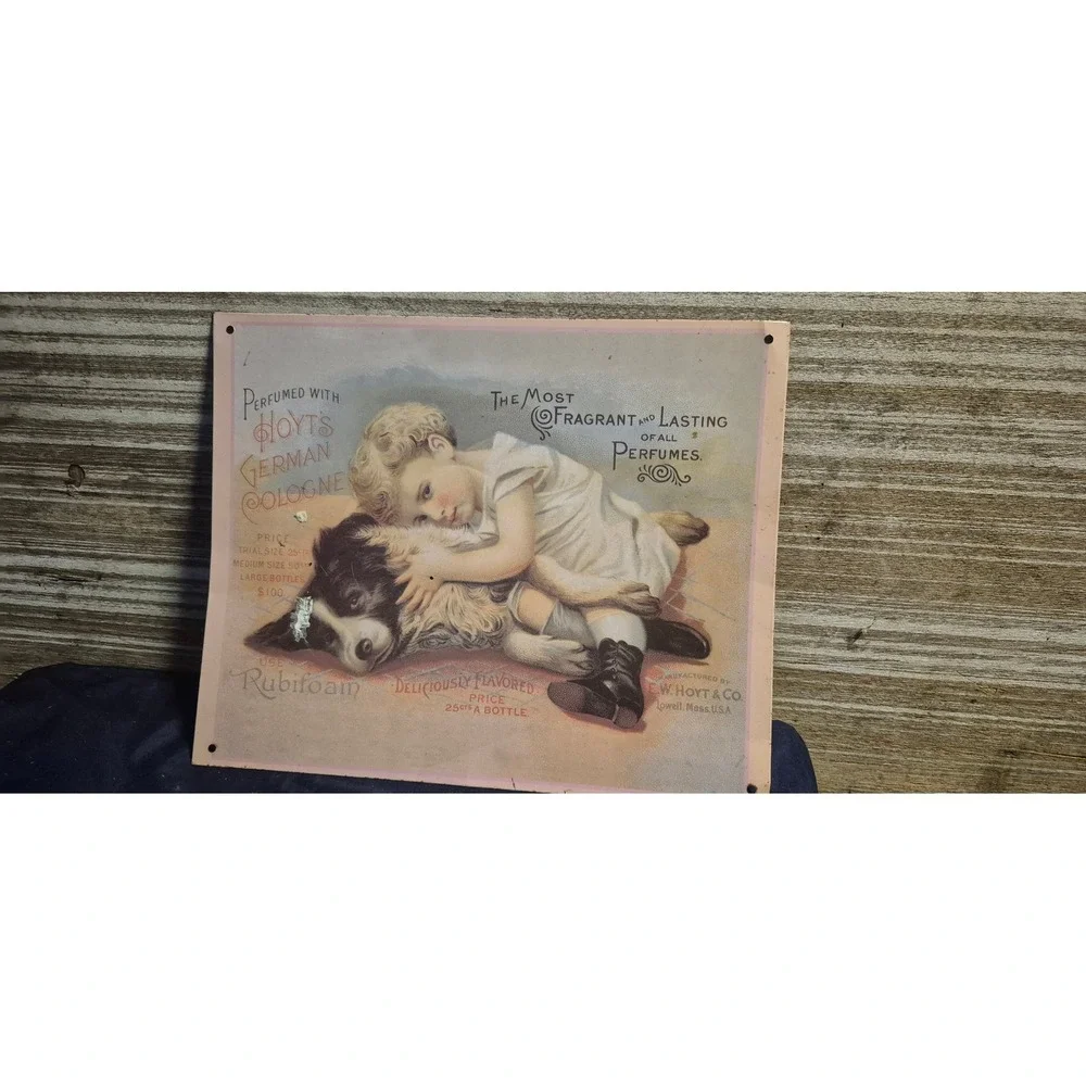 Vintage Hoyt's German Cologne Rubifoam Metal Advertising Sign E.W. Hoyt & Co.‎