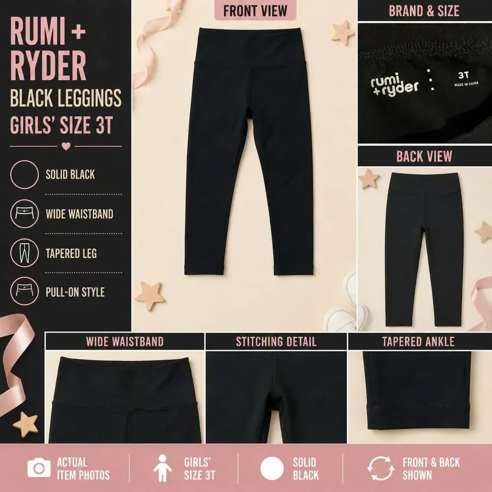 Rumi + Ryder Solid Black Girls Leggings Size 3T