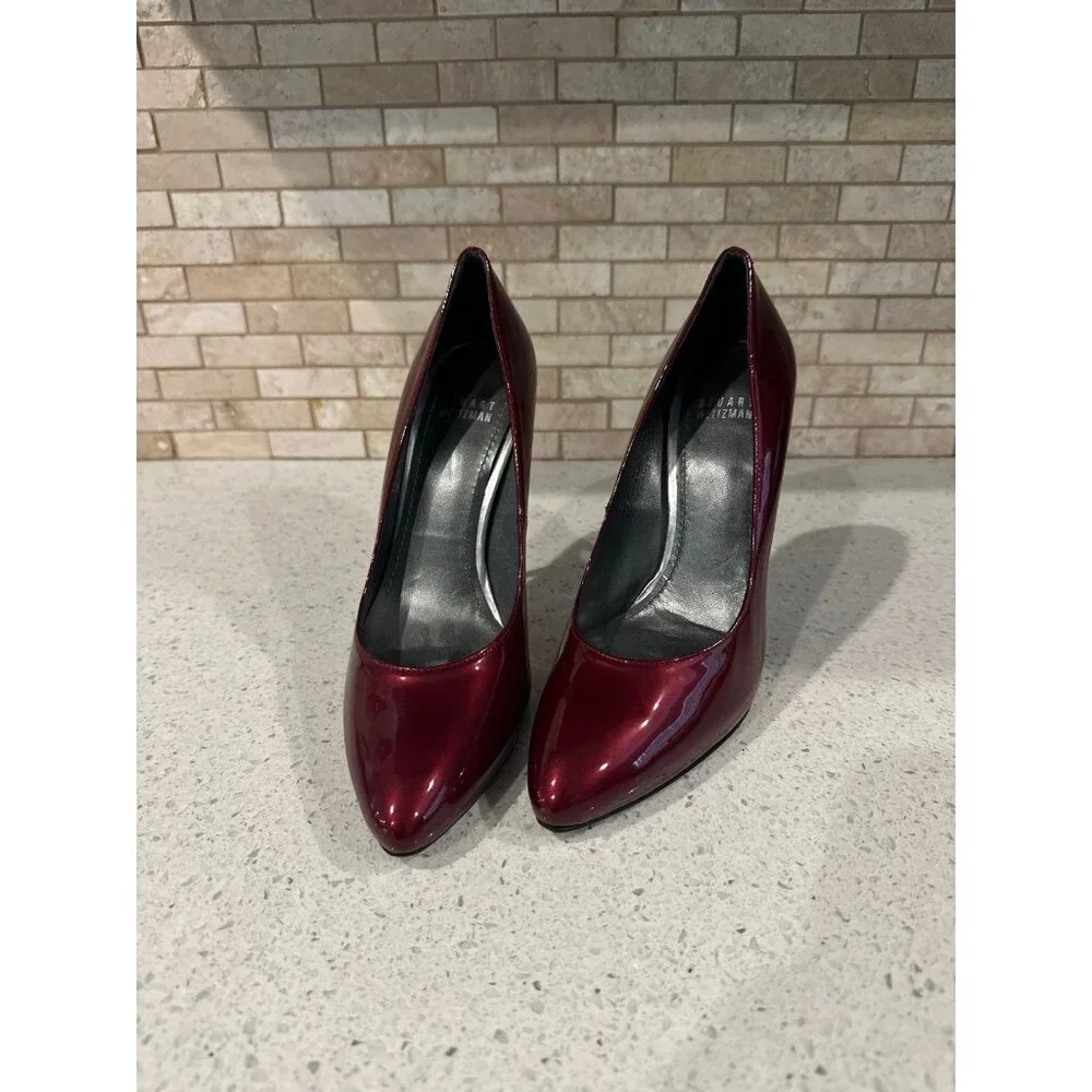 STUART WEITZMAN‎ Stage Fire Quasar Patent Leather Pump Peep Toe Platform