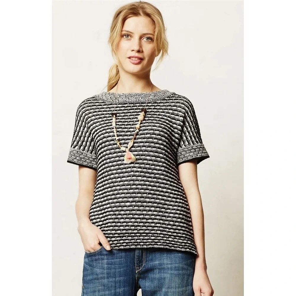 Anthropologie Field & Flower Greta Pullover Sweater Size Large Knit‎ Striped Top