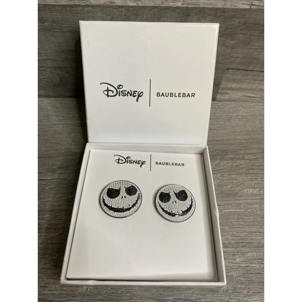 Disney Baublebar Nightmare Before Christmas Jack Skellington Stud Earrings w box