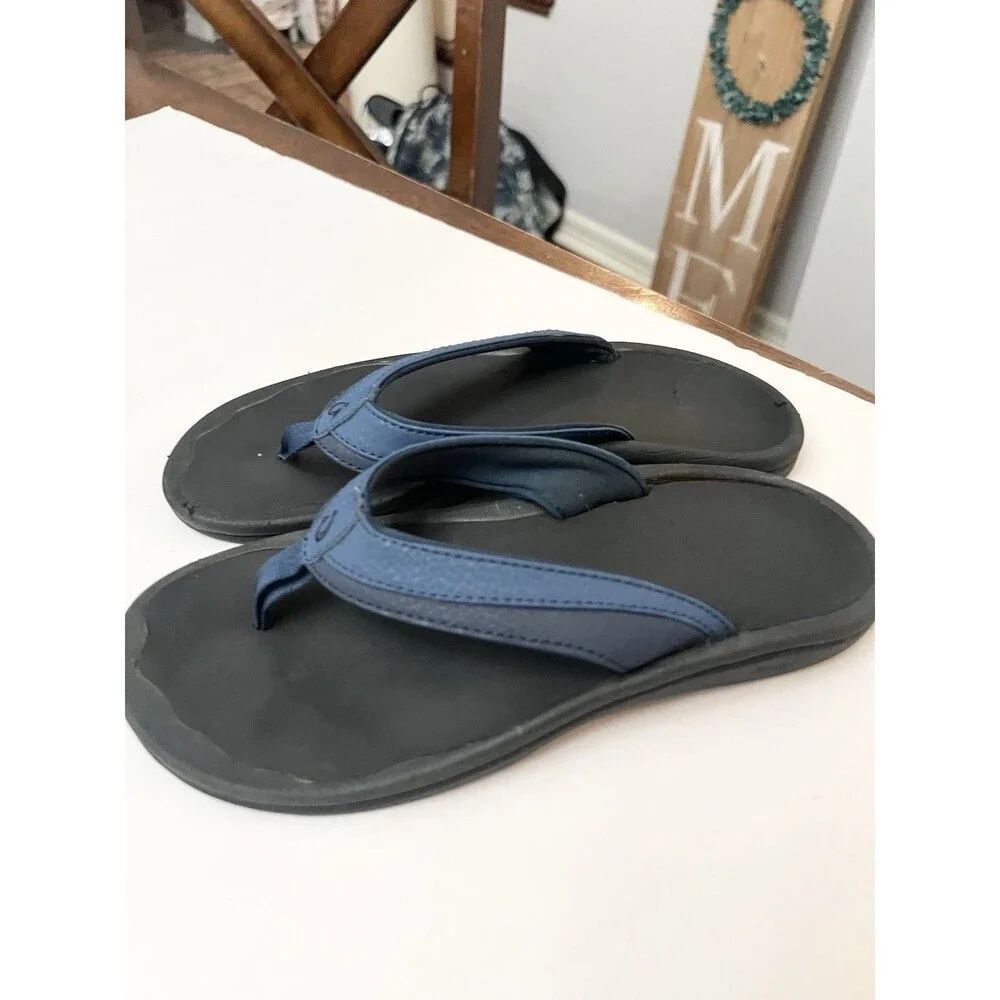 OluKai Ohana Women Sandal Size 6 Casual Beach Flip Flop Blue Synthetic