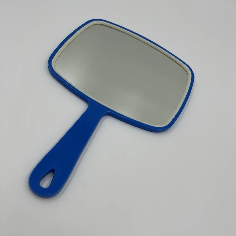 Vintage Handheld Vanity Mirror Blue‎ 70's Style Beauty Hair Salon Retro