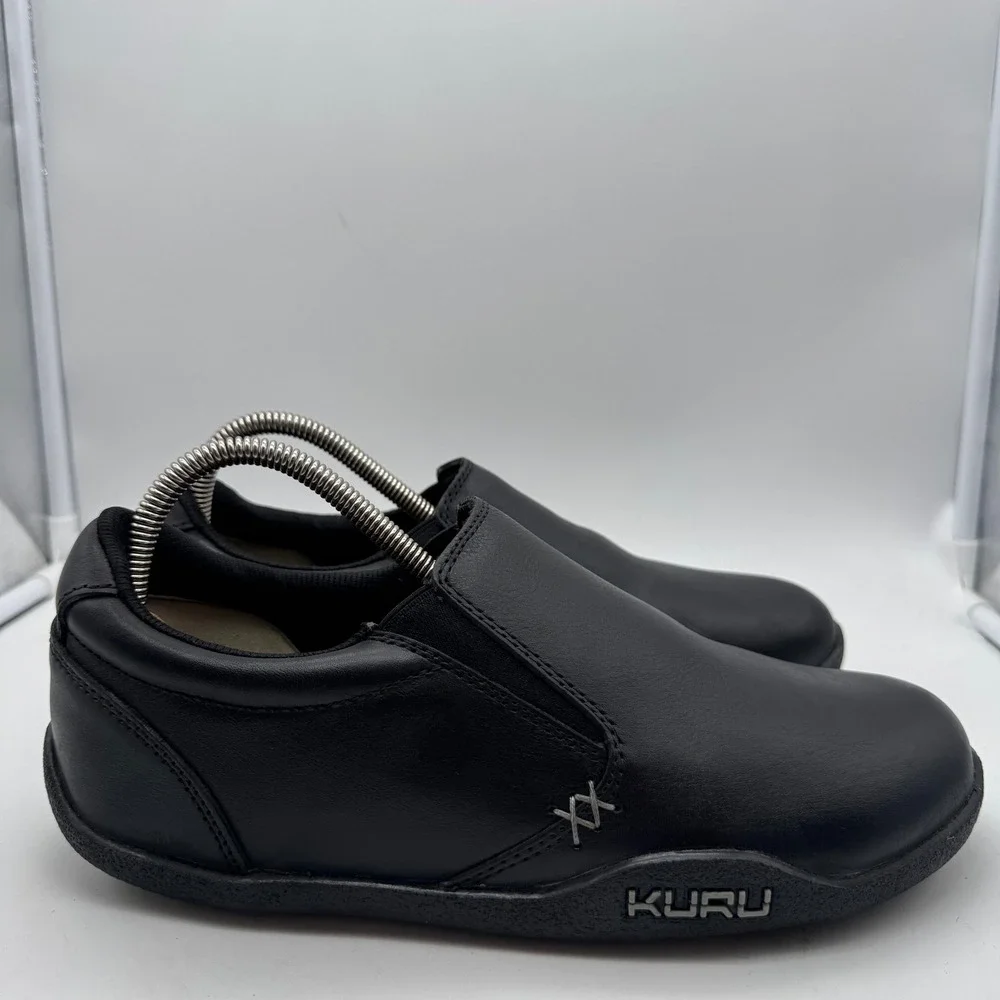 Kuru Kivi Shoes Women's 9.5 Black Leather Comfort Slip On Loafers‎ Walking