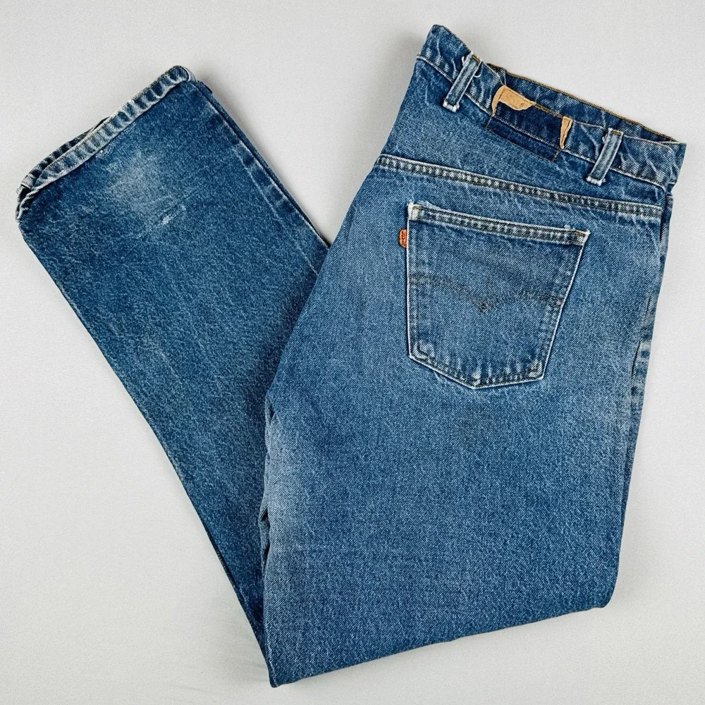 Vintage 80s Levi's Orange Tab USA Made Straight Leg Jeans 42x31