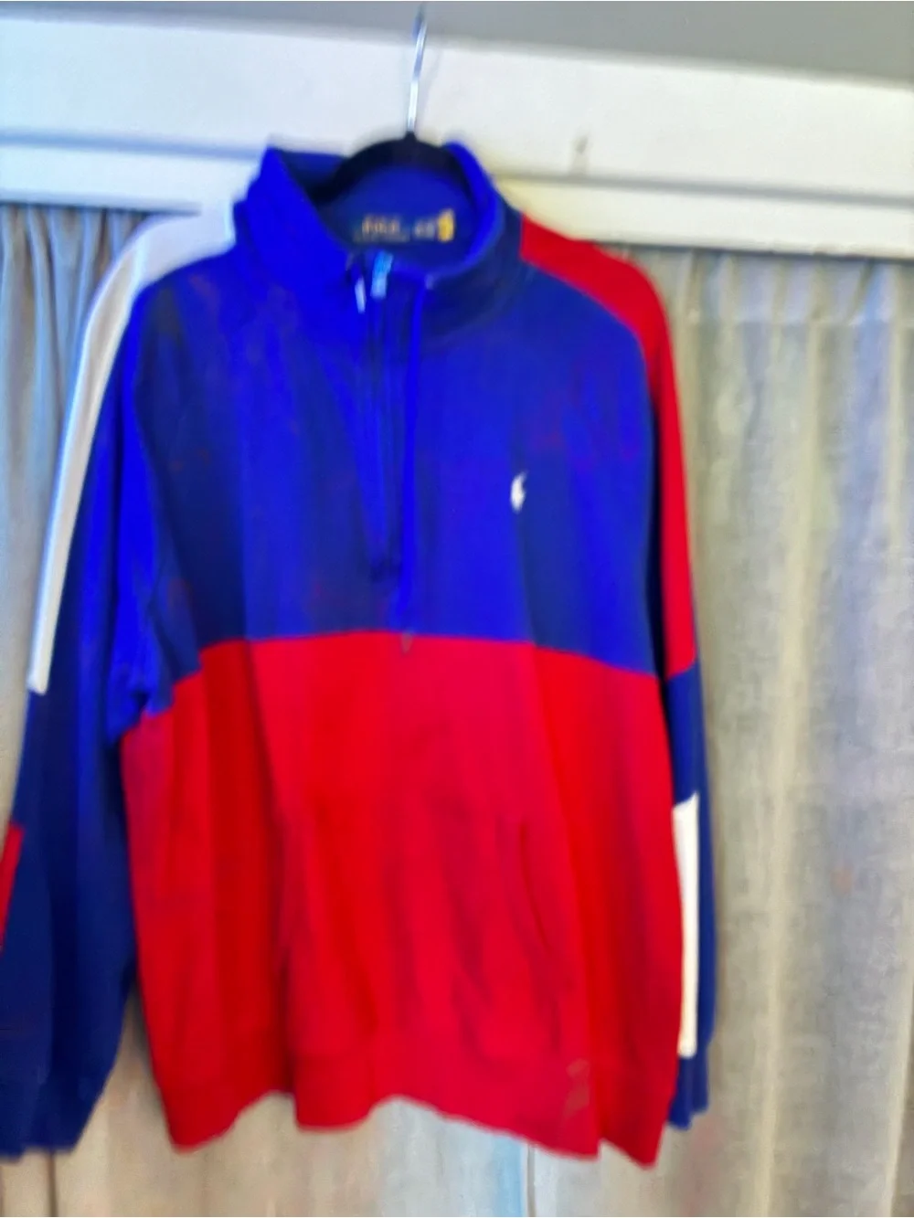 Polo by Ralph Lauren Men's Blue & Red Colorblock Zip Pullover