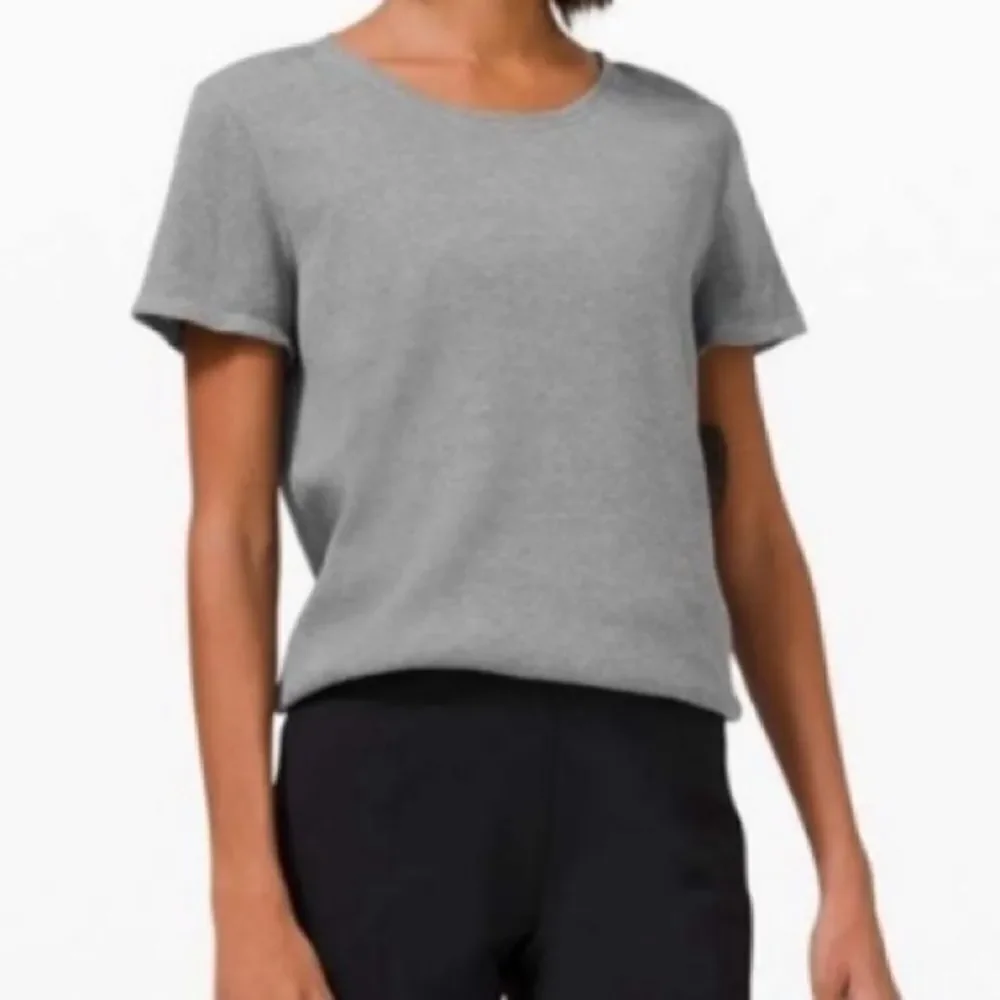 Lululemon Love Crew Short Sleeve‎ Cotton Waffle Knit Top gray