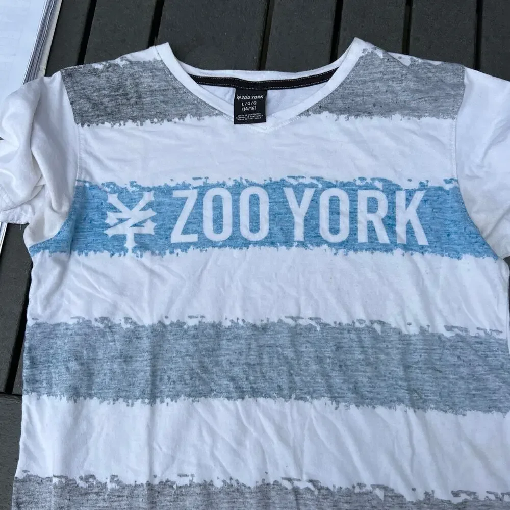 ZOO YORK T-shirt, crewneck short sleeve, color block stripe Youth L-XL (14-16)