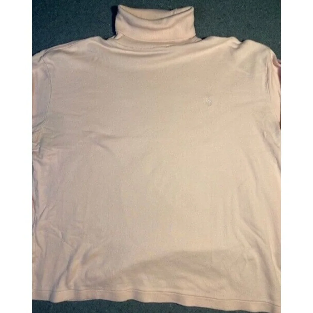 LAUREN RALPH SPORT Women's TOP pink‎ LARGE preppy LONG SLEEVE turtle neck