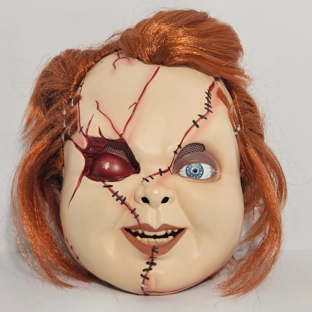 Chucky Bride of Chucky Horror Movie Halloween Mask with Red Hair Stitched Face