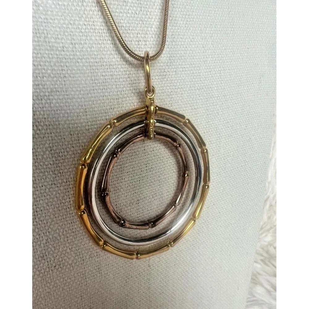 Park Lane Necklace‎ Mixed Metal Gold Silver Rose Circle Pendant Snake Chain 17
