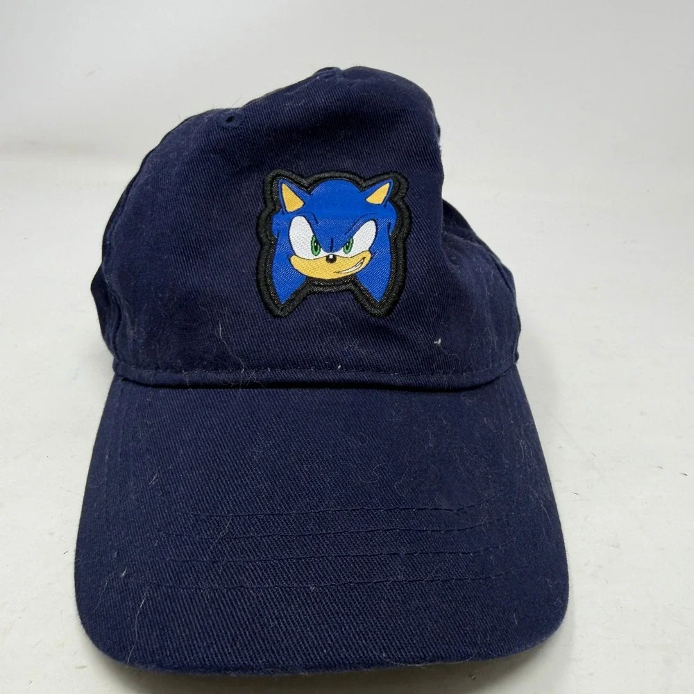 Sonic the Hedgehog Hat Unisex OS Baseball Cap Navy Blue Embroidered SEGA EUC