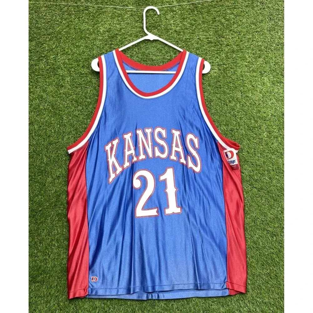 Vintage Dodger Kansas Jayhawks Basketball Jersey Mens XL #21 Joel Embiid Blue