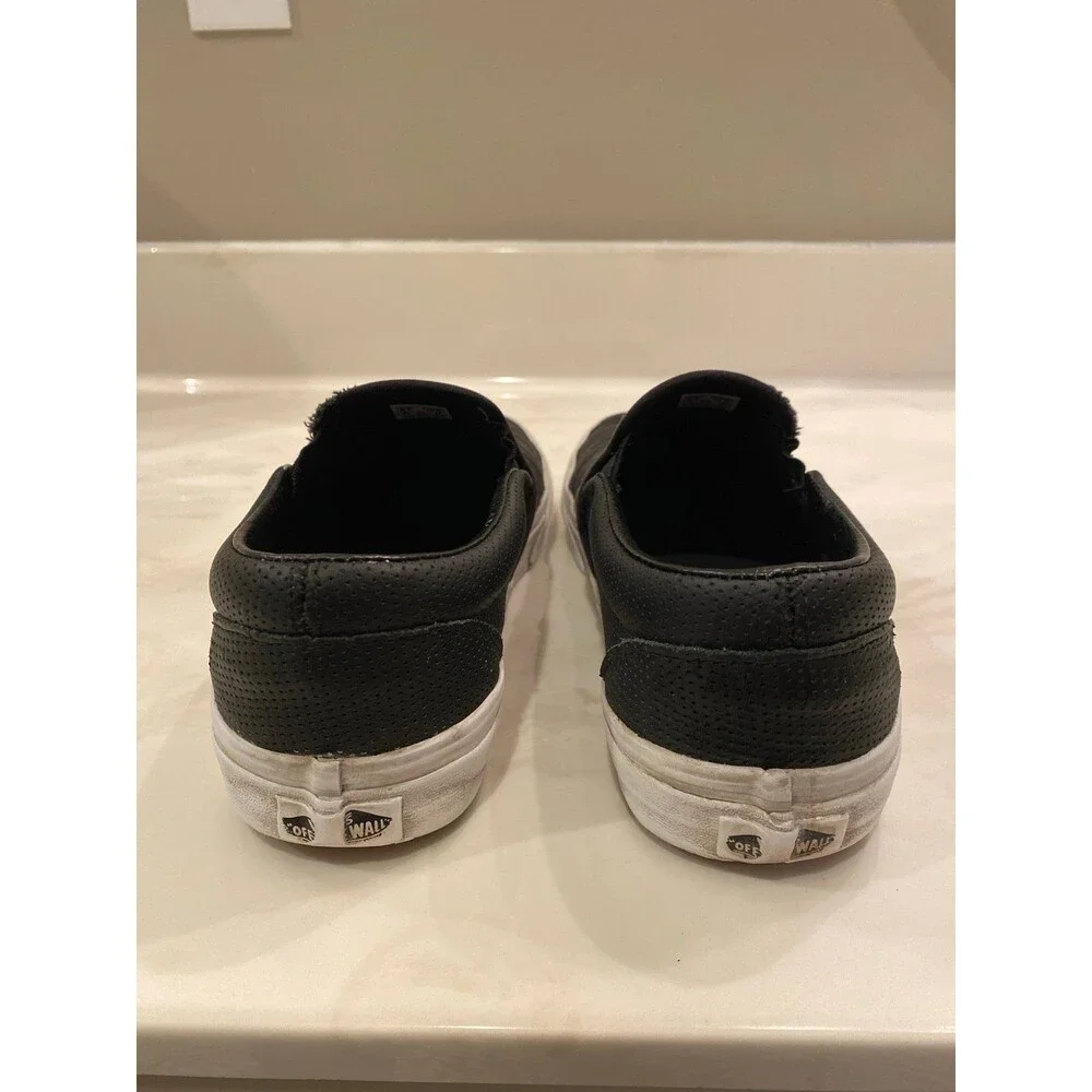 Vans Shoes Unisex Sneaker Slip-On Black Perforated Leather Size 10 (W)‎ 8.5 (M)