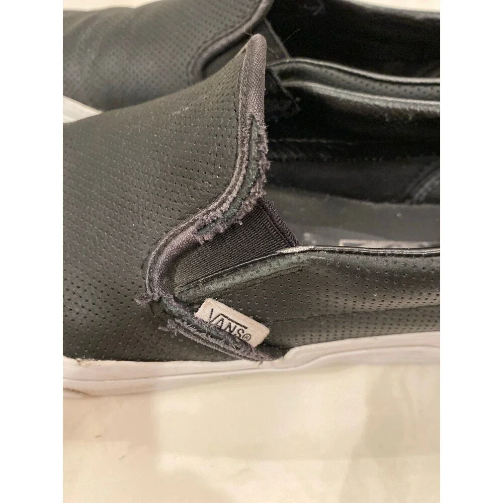 Vans Shoes Unisex Sneaker Slip-On Black Perforated Leather Size 10 (W)‎ 8.5 (M)