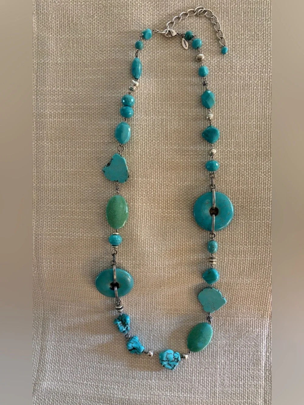 Chico's Turquoise and Teal Bead Statement Necklace